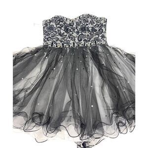 Black and White Jewel Embellished Gown